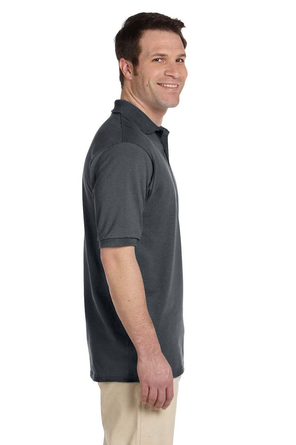 Jerzees 437 Mens SpotShield Stain Resistant Short Sleeve Polo Shirt Charcoal Grey Side