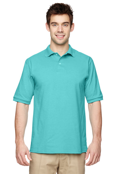 Jerzees 437 Mens SpotShield Stain Resistant Short Sleeve Polo Shirt Scuba Blue Front