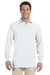 Jerzees 437ML Mens SpotShield Stain Resistant Long Sleeve Polo Shirt White Front