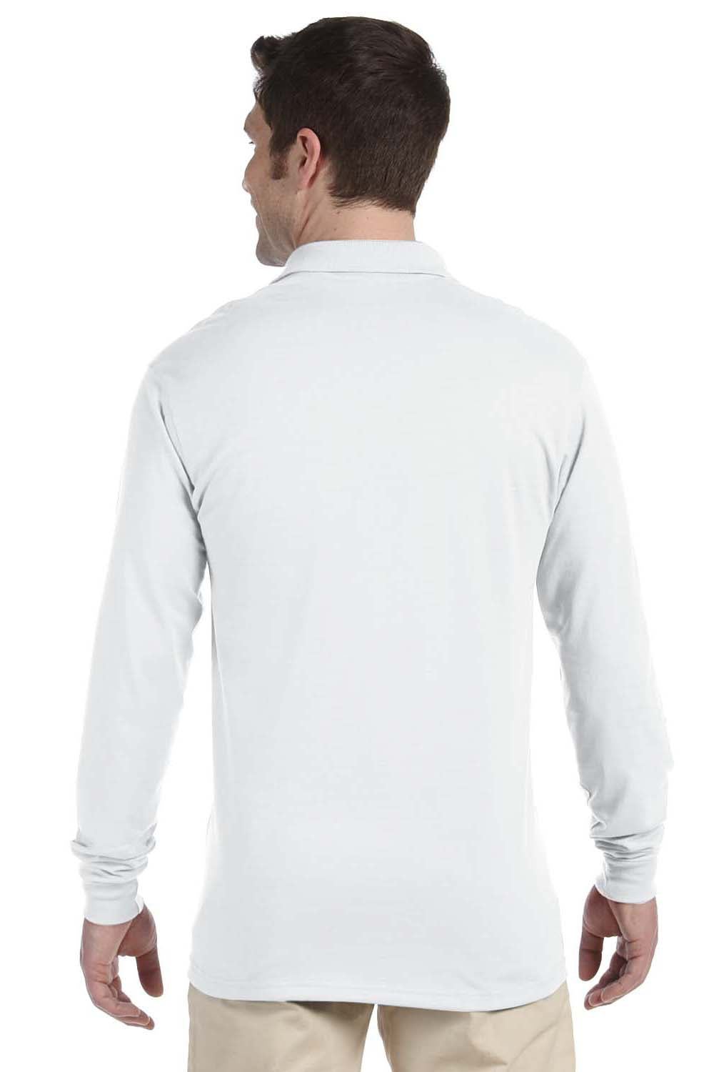 Jerzees 437ML Mens SpotShield Stain Resistant Long Sleeve Polo Shirt White Back