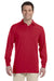 Jerzees 437ML Mens SpotShield Stain Resistant Long Sleeve Polo Shirt Red Front