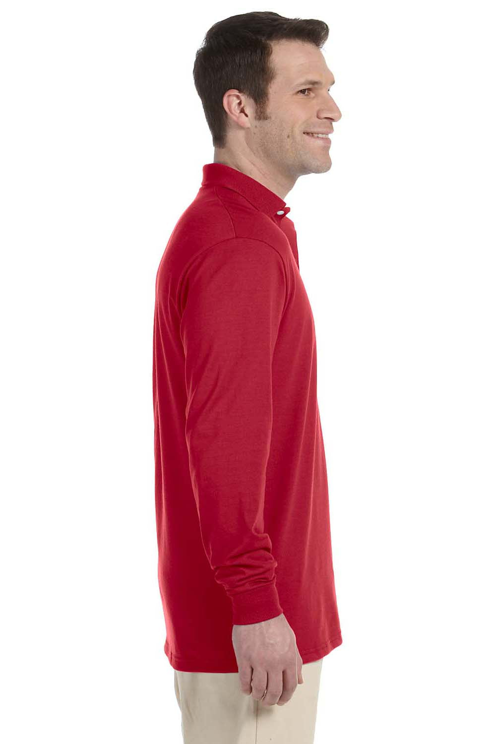 Jerzees 437ML Mens SpotShield Stain Resistant Long Sleeve Polo Shirt Red Side