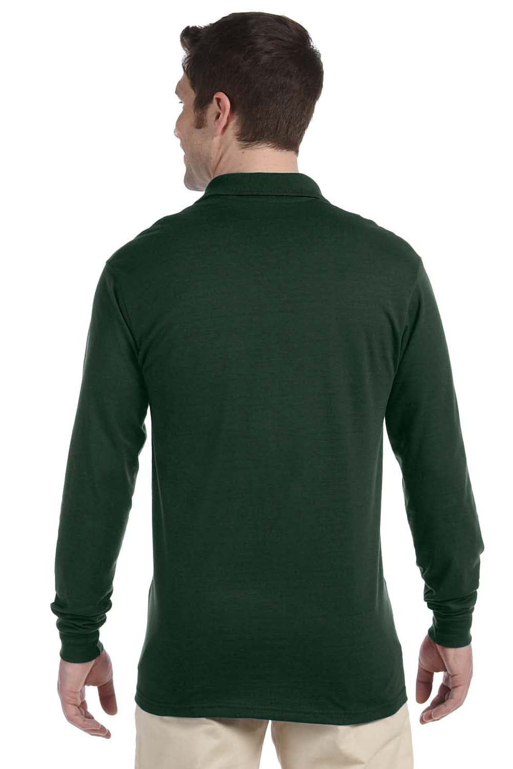 Jerzees 437ML Mens SpotShield Stain Resistant Long Sleeve Polo Shirt Forest Green Back