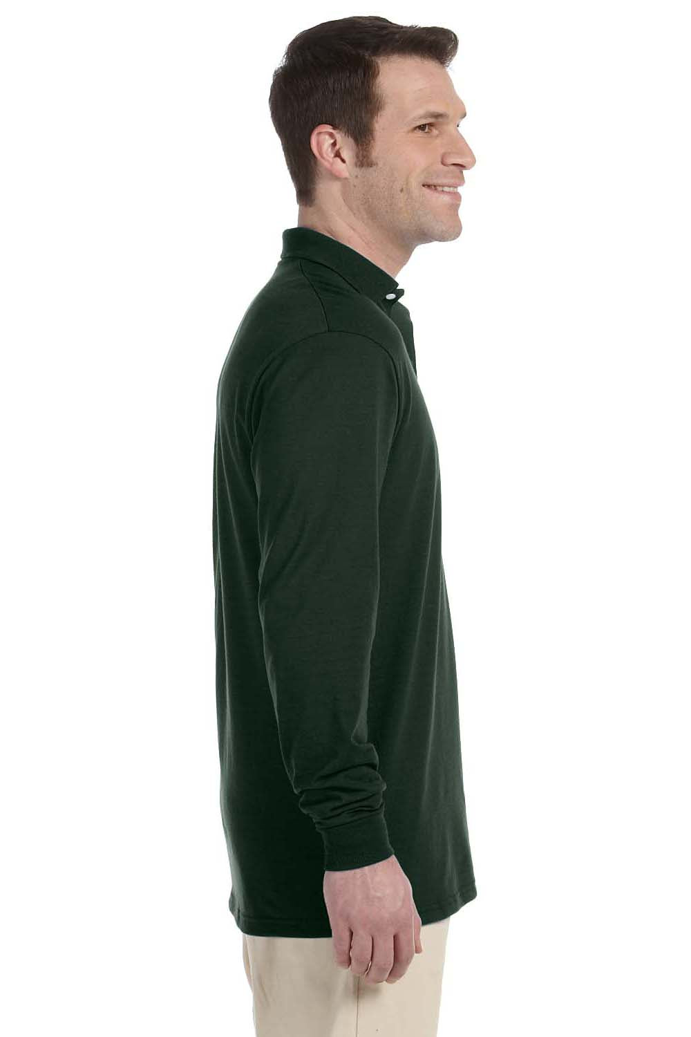 Jerzees 437ML Mens SpotShield Stain Resistant Long Sleeve Polo Shirt Forest Green Side