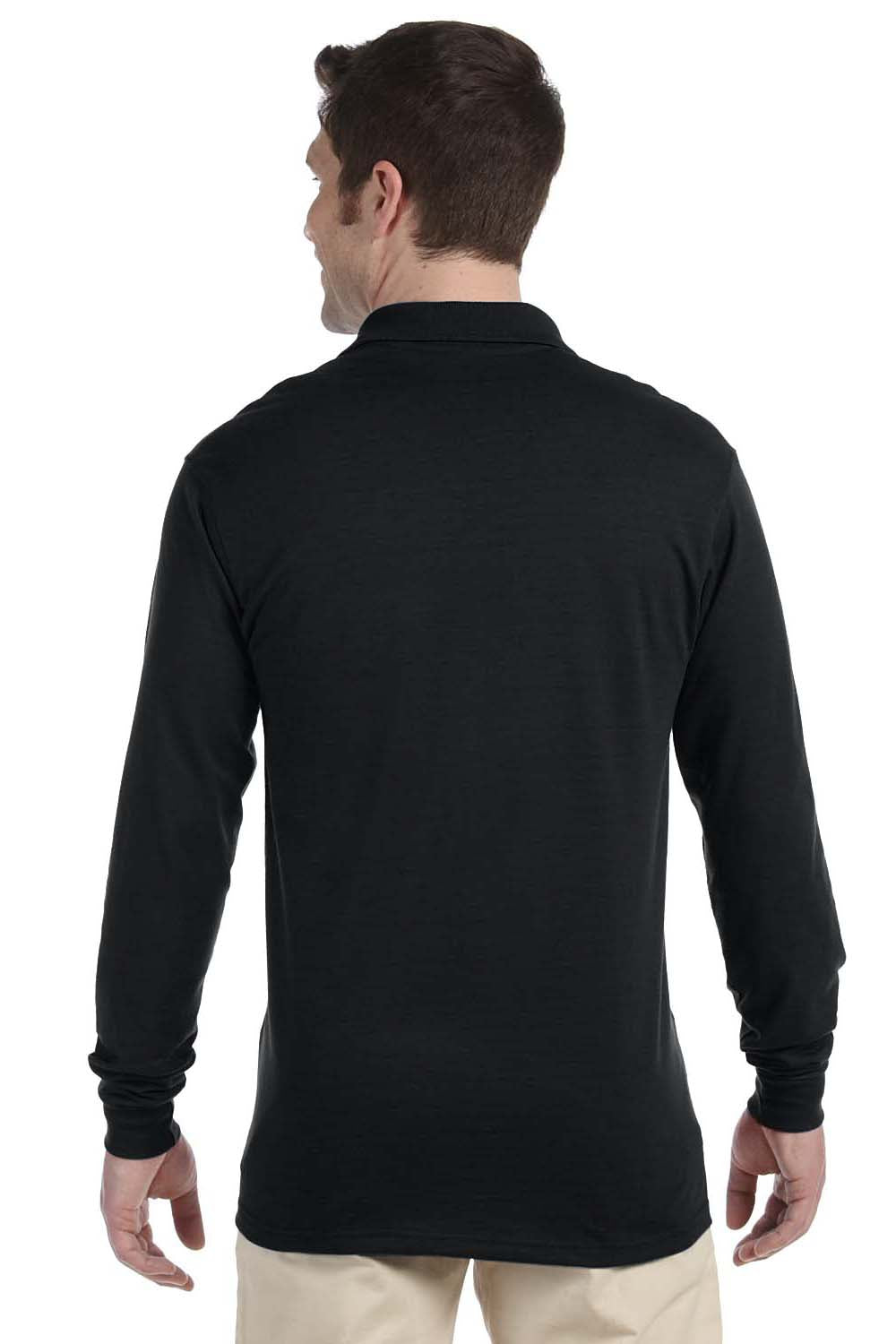 Jerzees 437ML Mens SpotShield Stain Resistant Long Sleeve Polo Shirt Black Back