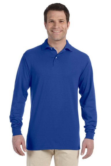 Jerzees 437ML Mens SpotShield Stain Resistant Long Sleeve Polo Shirt Royal Blue Front