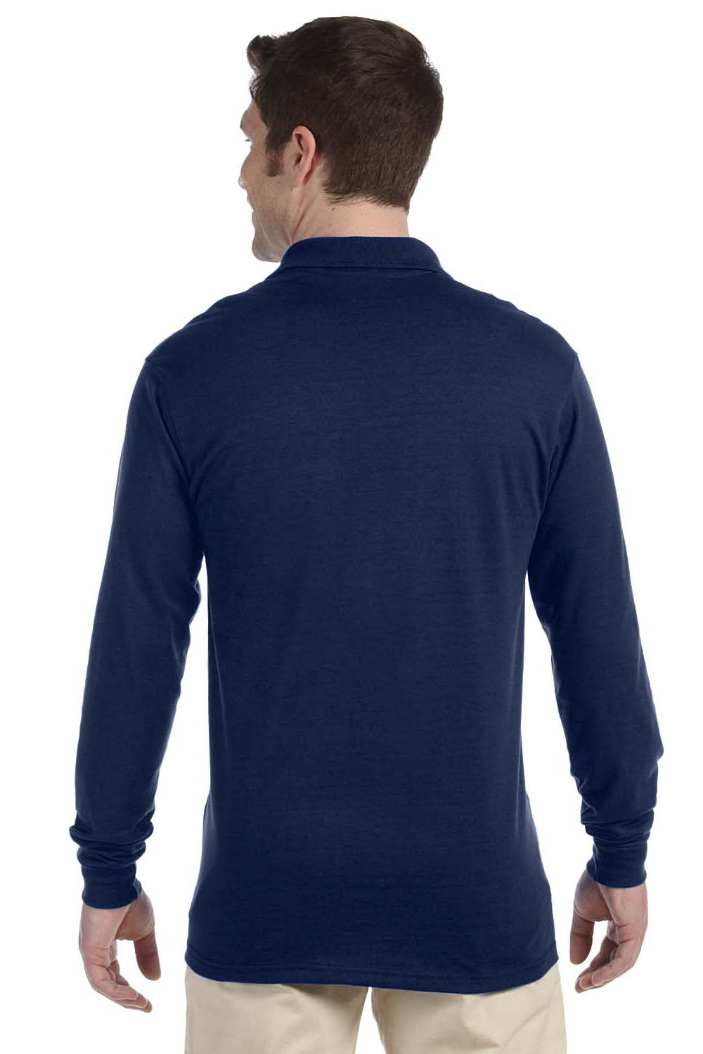 Jerzees 437ML Mens SpotShield Stain Resistant Long Sleeve Polo Shirt Navy Blue Back