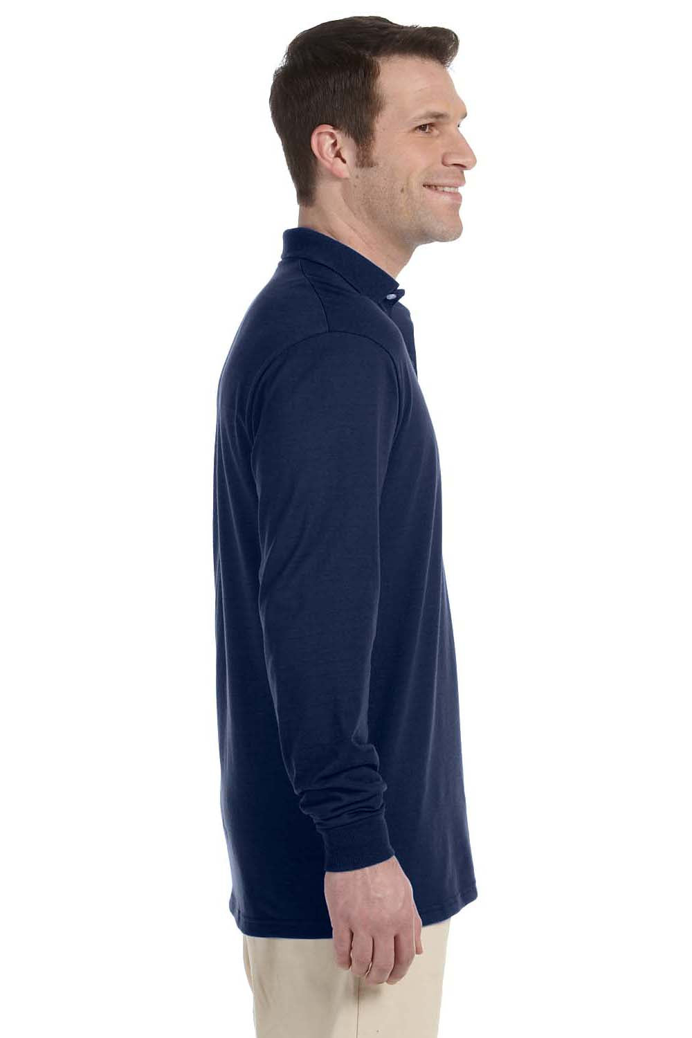 Jerzees 437ML Mens SpotShield Stain Resistant Long Sleeve Polo Shirt Navy Blue Side