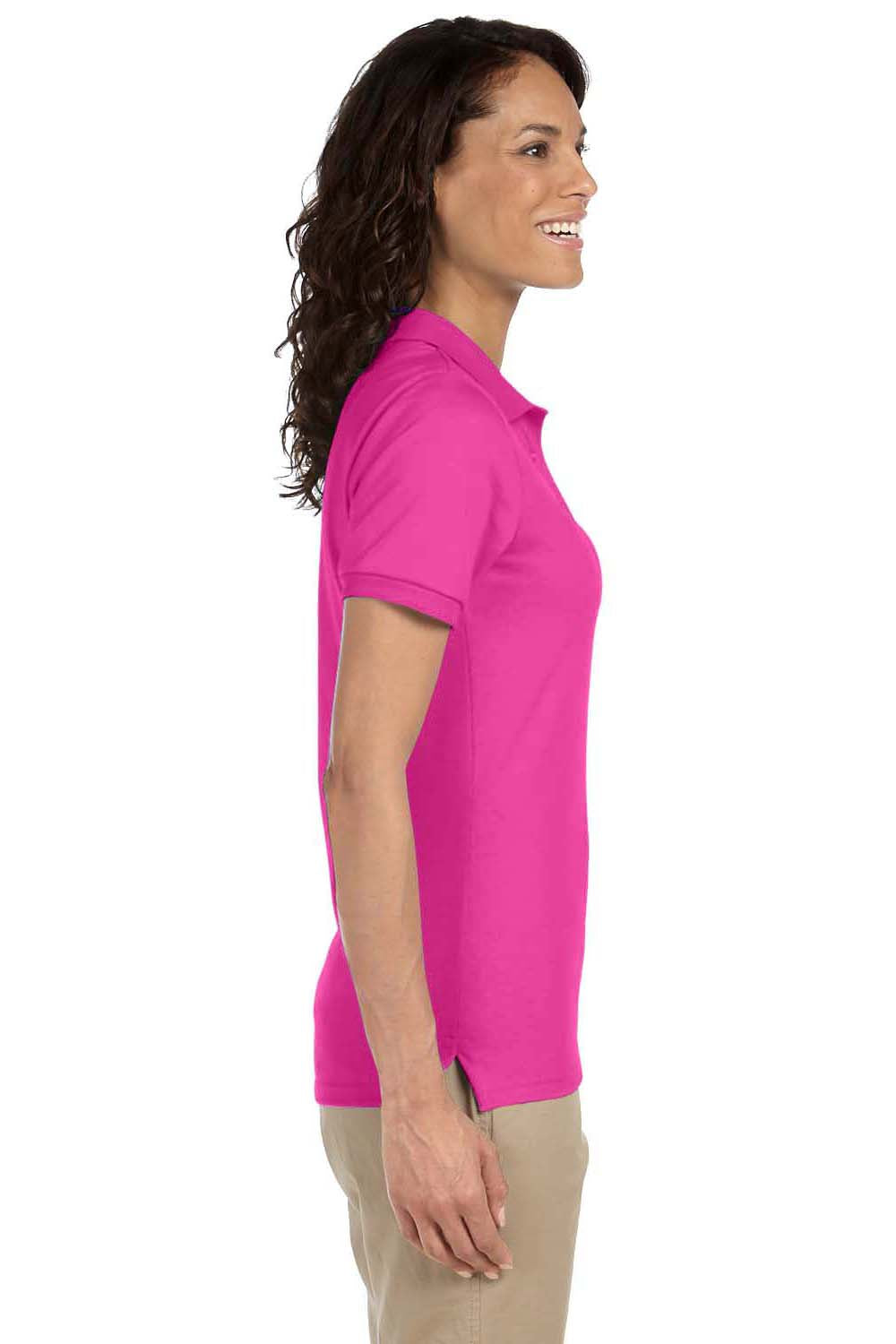 Jerzees 437W Womens SpotShield Stain Resistant Short Sleeve Polo Shirt Cyber Pink Side