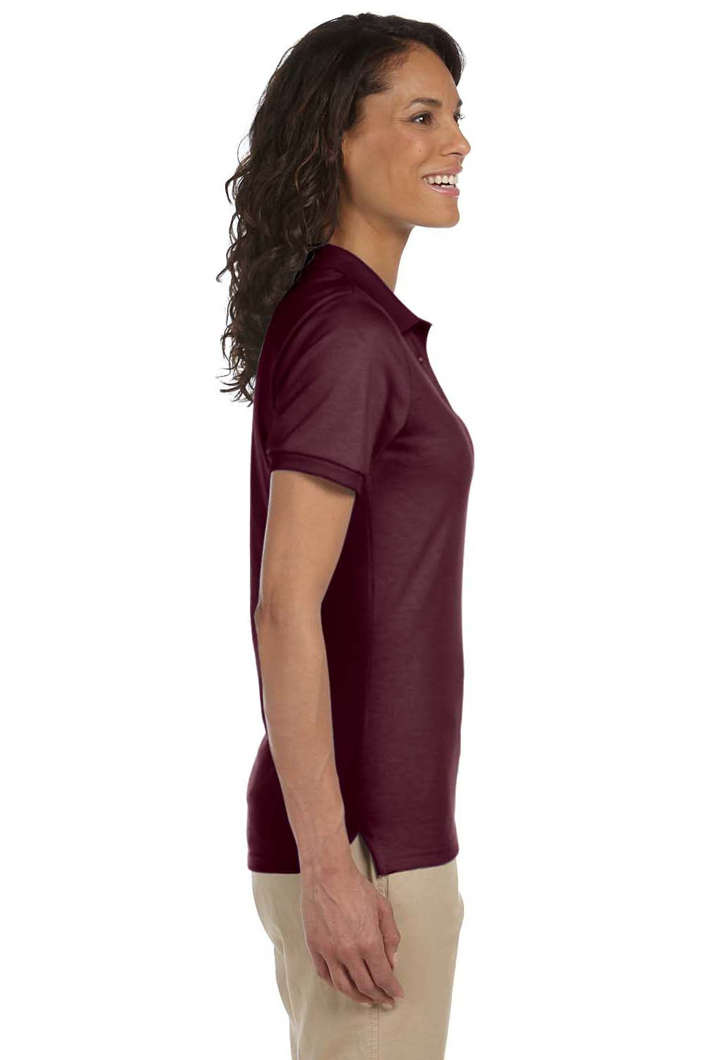 Jerzees 437W Womens SpotShield Stain Resistant Short Sleeve Polo Shirt Maroon Side