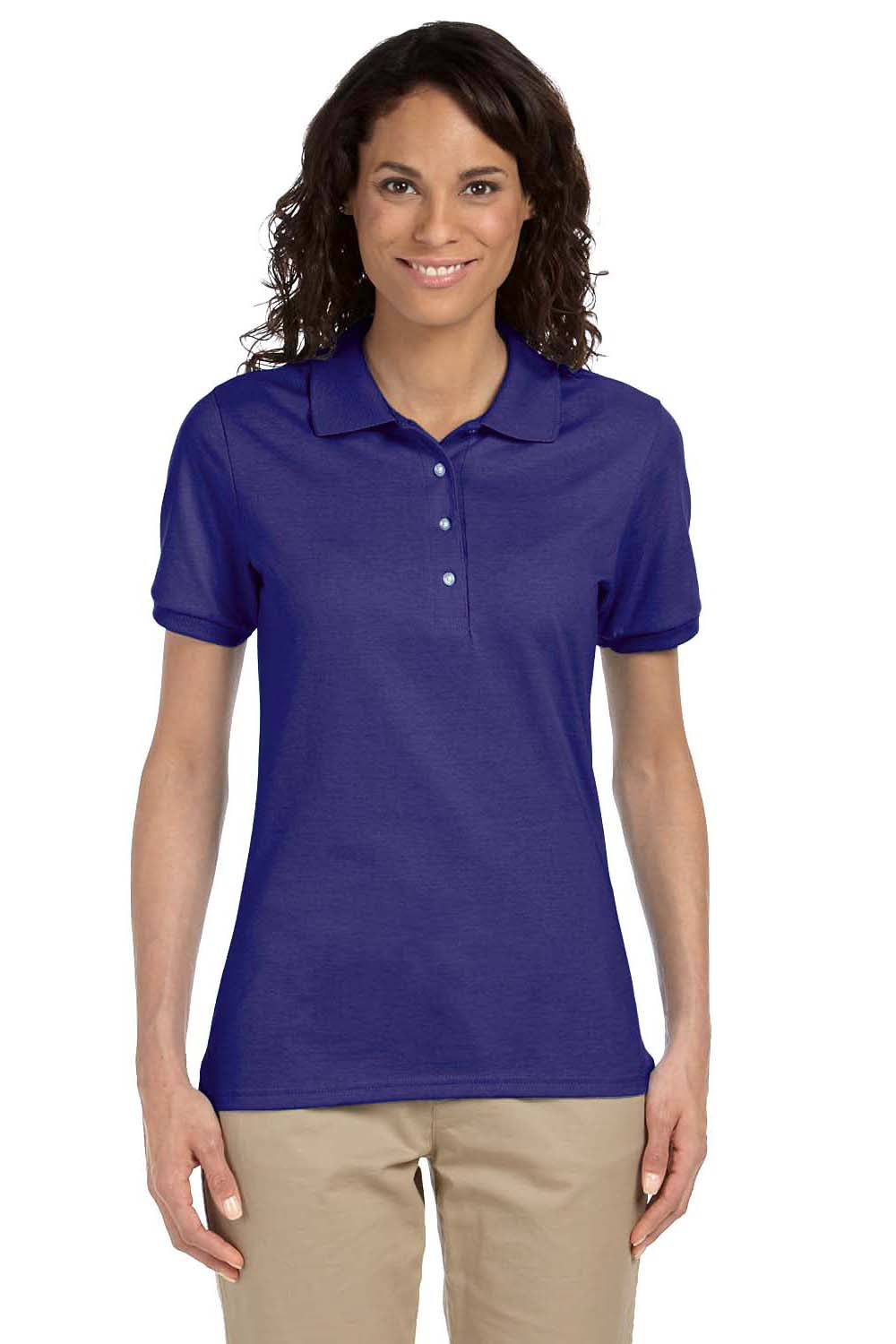 Jerzees 437W Womens SpotShield Stain Resistant Short Sleeve Polo Shirt Purple Front