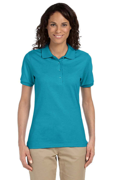 Jerzees 437W Womens SpotShield Stain Resistant Short Sleeve Polo Shirt California Blue Front