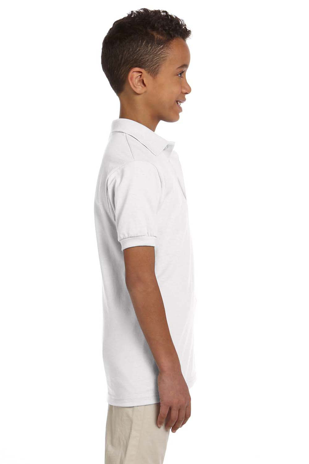 Jerzees 437Y Youth SpotShield Stain Resistant Short Sleeve Polo Shirt White Side