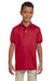 Jerzees 437Y Youth SpotShield Stain Resistant Short Sleeve Polo Shirt Red Front