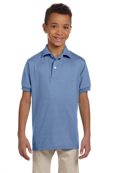 Jerzees 437Y Youth SpotShield Stain Resistant Short Sleeve Polo Shirt Light Blue Front