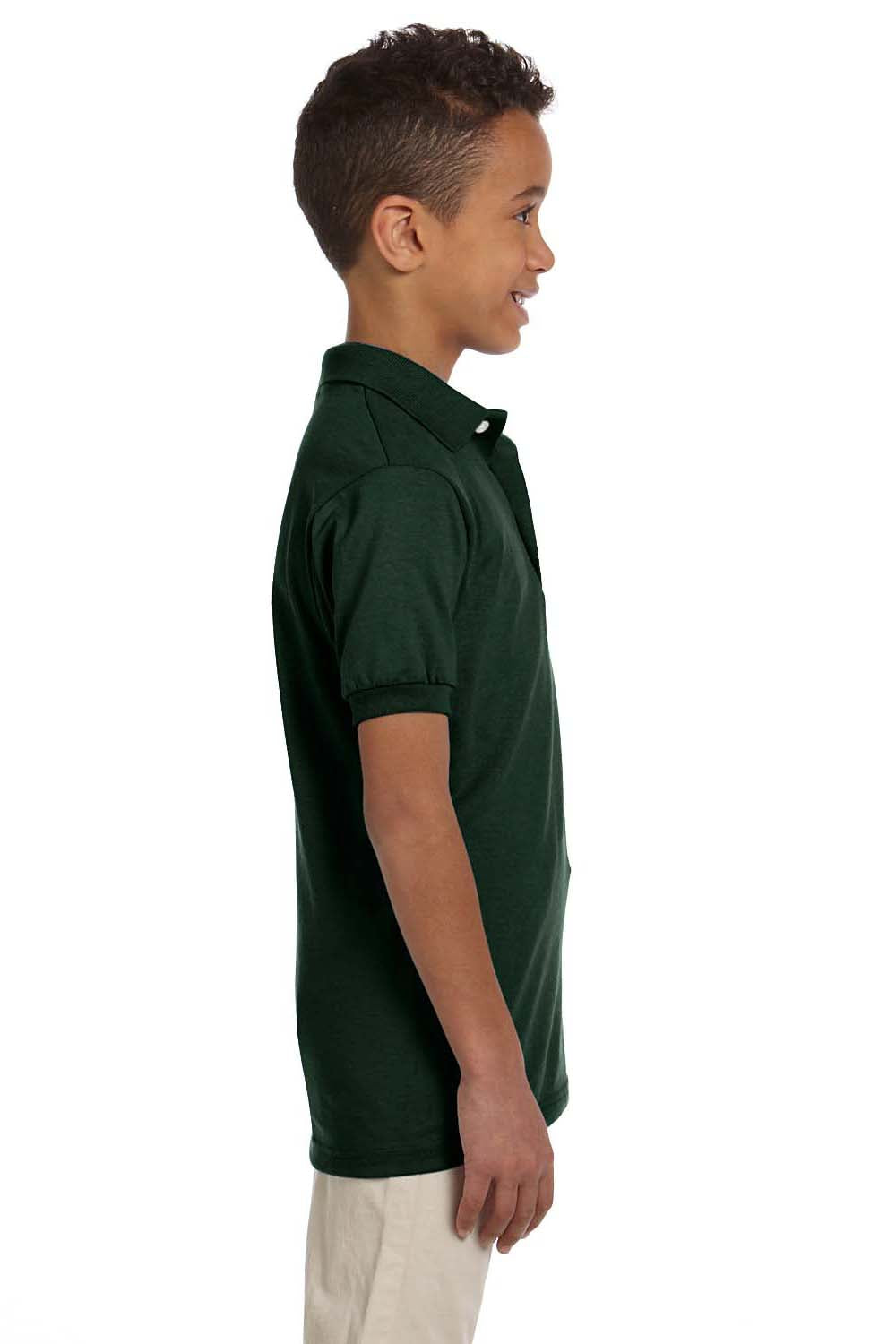Jerzees 437Y Youth SpotShield Stain Resistant Short Sleeve Polo Shirt Forest Green Side