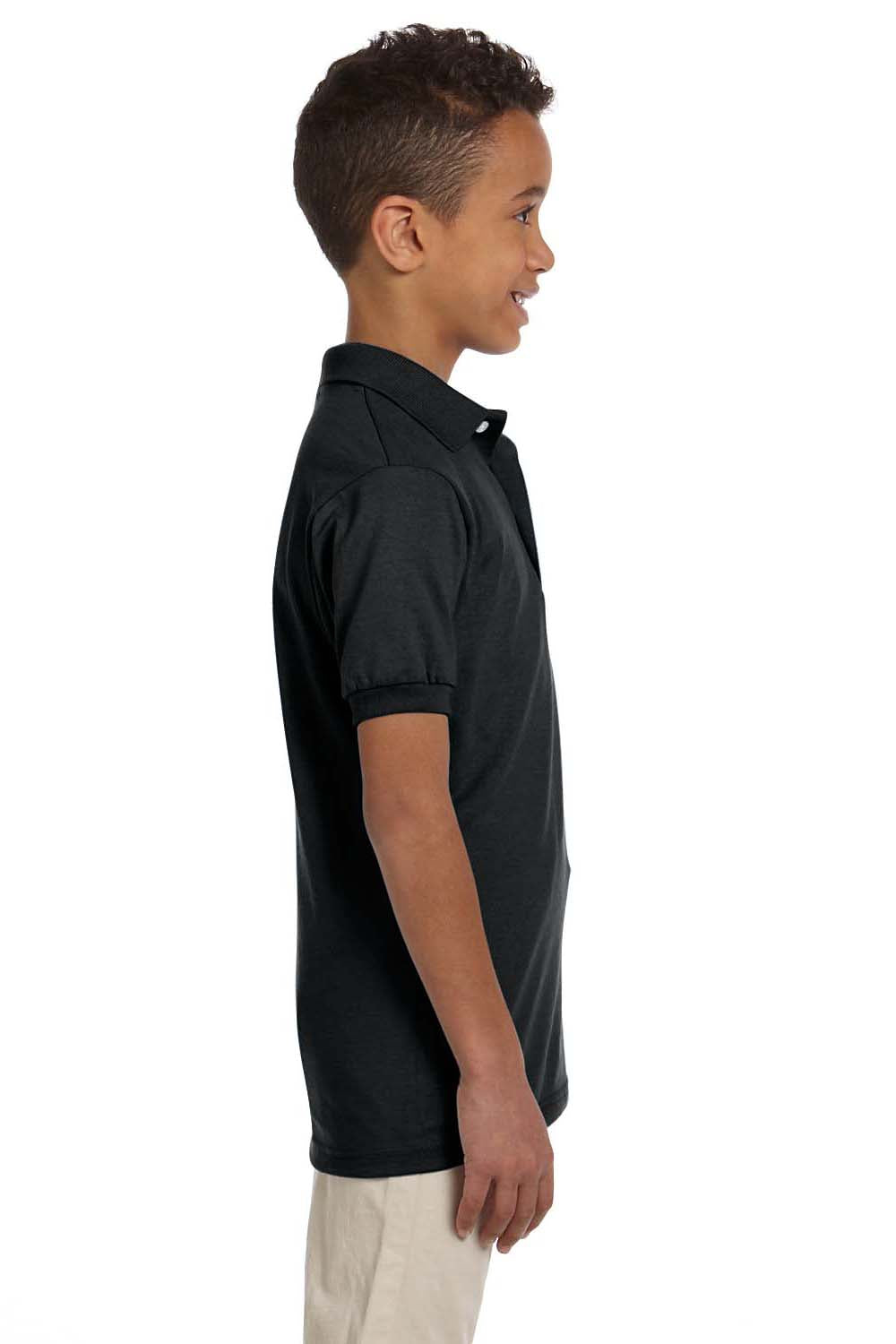 Jerzees 437Y Youth SpotShield Stain Resistant Short Sleeve Polo Shirt Black Side
