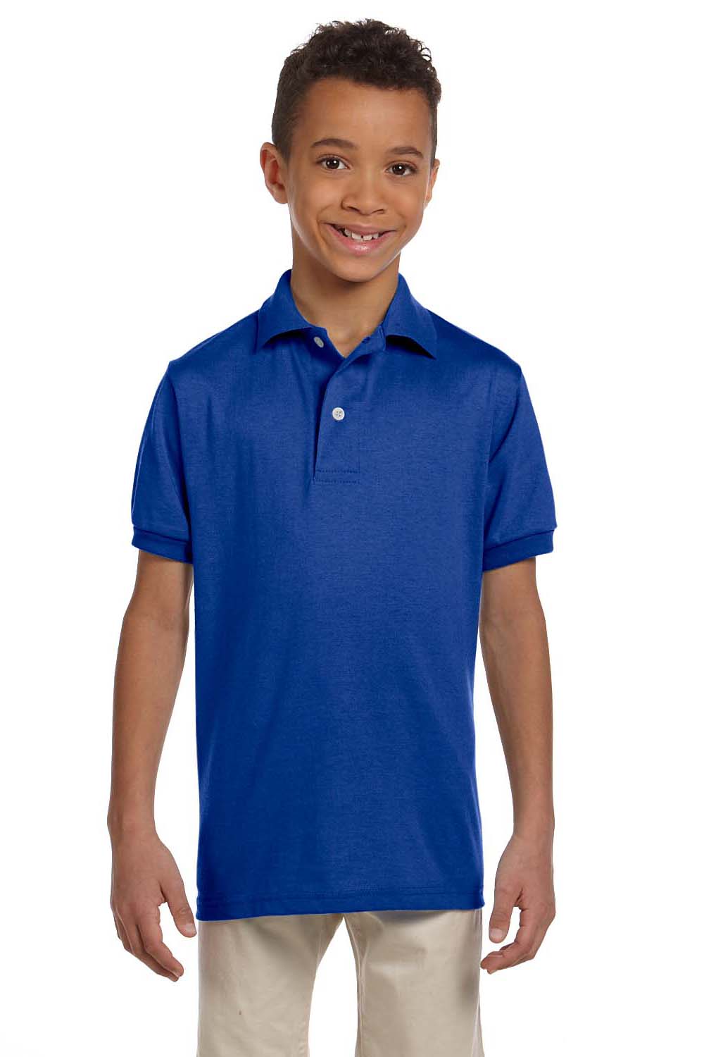 Jerzees 437Y Youth SpotShield Stain Resistant Short Sleeve Polo Shirt Royal Blue Front