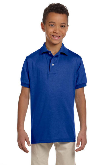 Jerzees 437Y Youth SpotShield Stain Resistant Short Sleeve Polo Shirt Royal Blue Front