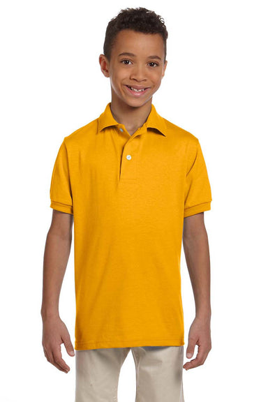 Jerzees 437Y Youth SpotShield Stain Resistant Short Sleeve Polo Shirt Gold Front