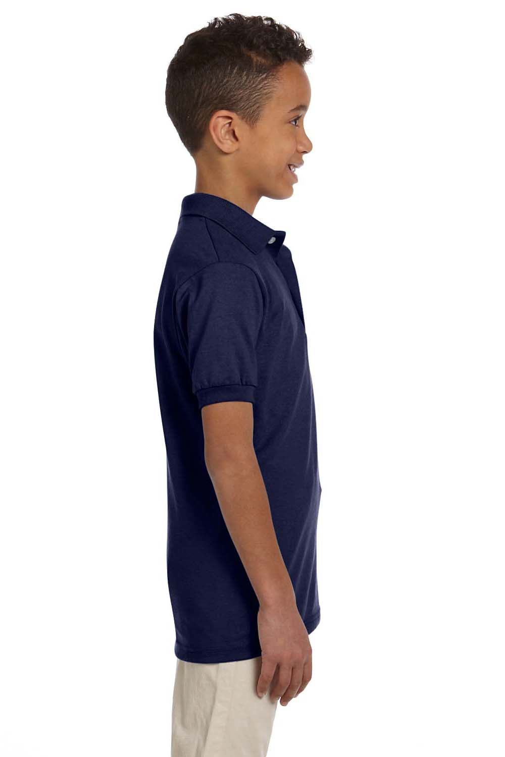 Jerzees 437Y Youth SpotShield Stain Resistant Short Sleeve Polo Shirt Navy Blue Side