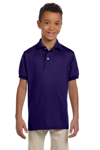 Jerzees 437Y Youth SpotShield Stain Resistant Short Sleeve Polo Shirt Purple Front