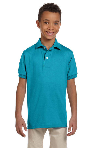 Jerzees 437Y Youth SpotShield Stain Resistant Short Sleeve Polo Shirt California Blue Front