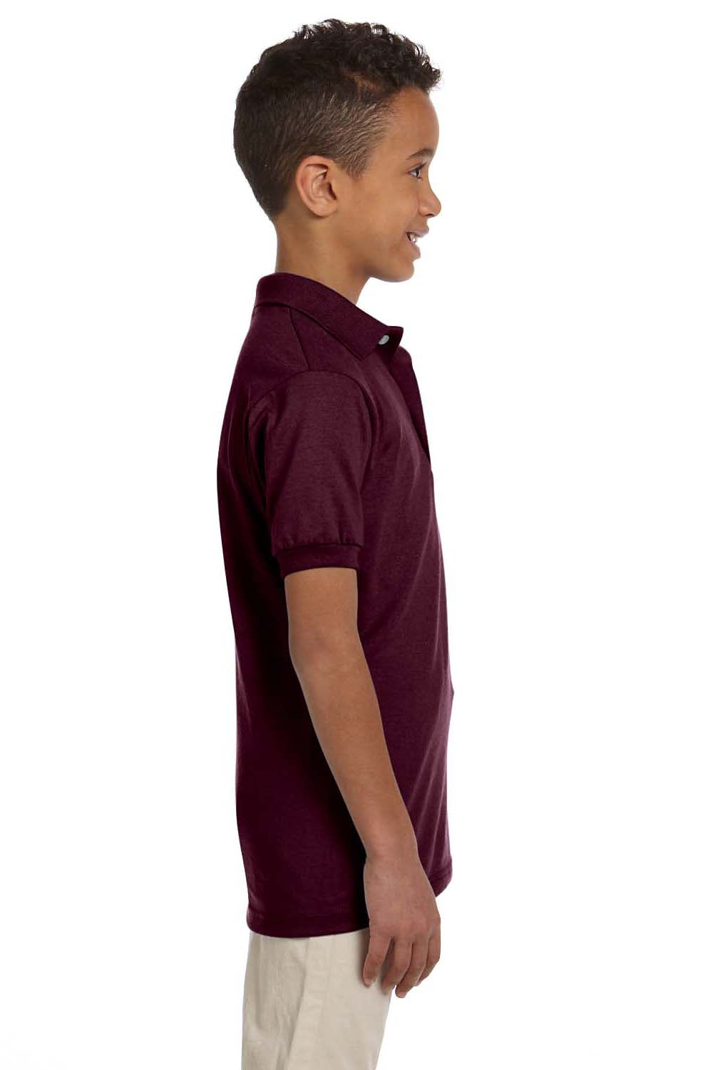 Jerzees 437Y Youth SpotShield Stain Resistant Short Sleeve Polo Shirt Maroon Side