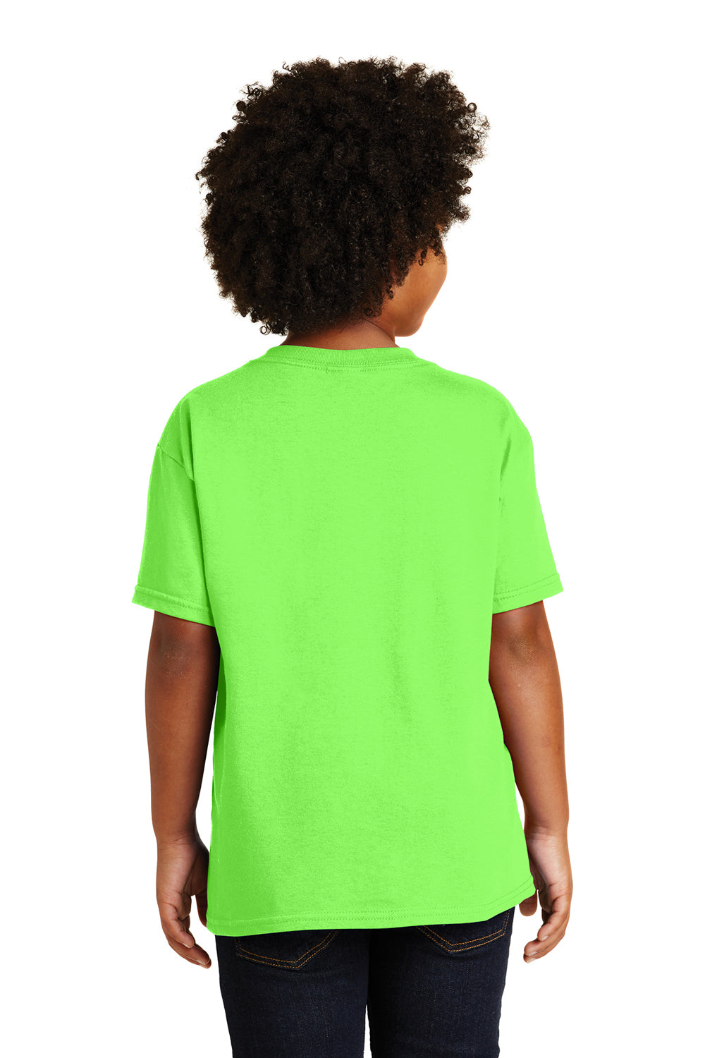Gildan 5000B/G500B Youth Short Sleeve Crewneck T-Shirt Neon Green Back
