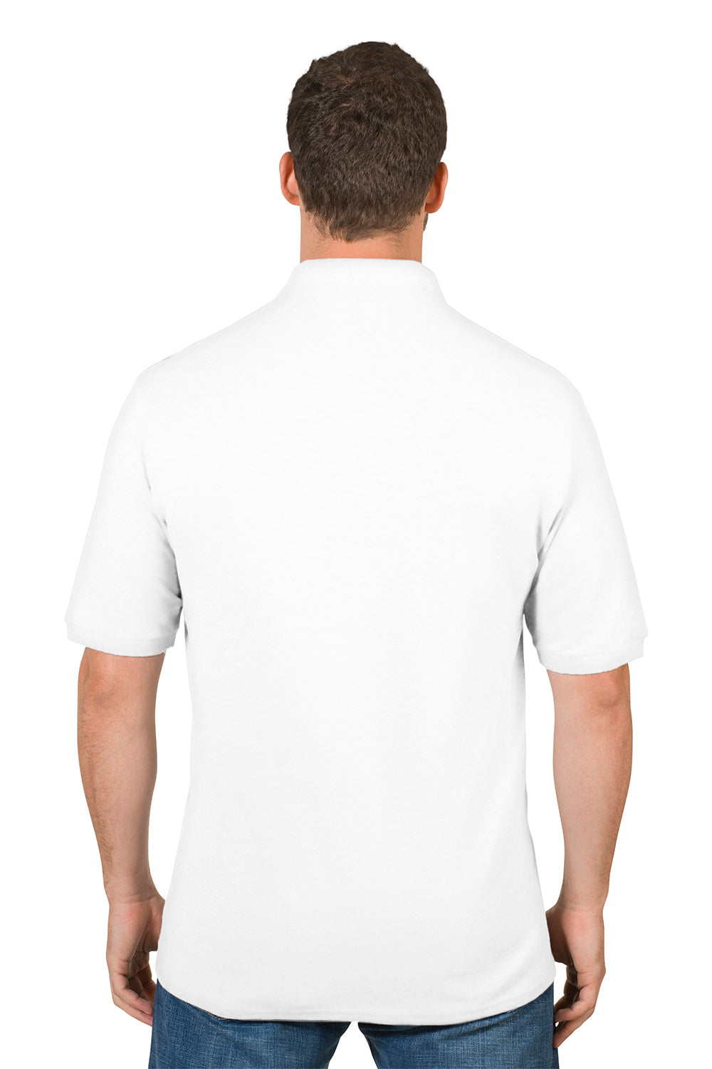 Jerzees 443MR Mens Short Sleeve Polo Shirt White Back
