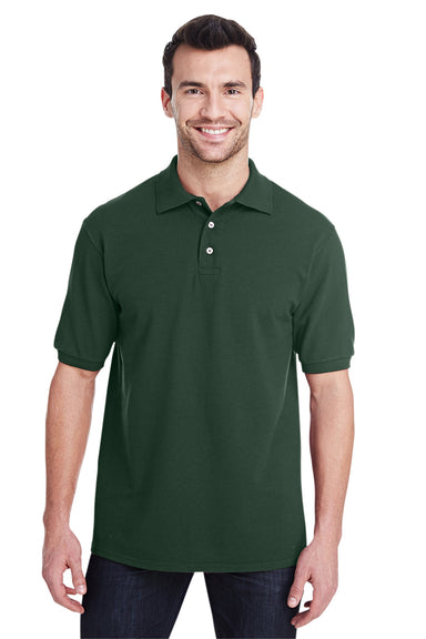 Jerzees 443MR Mens Short Sleeve Polo Shirt Forest Green Front