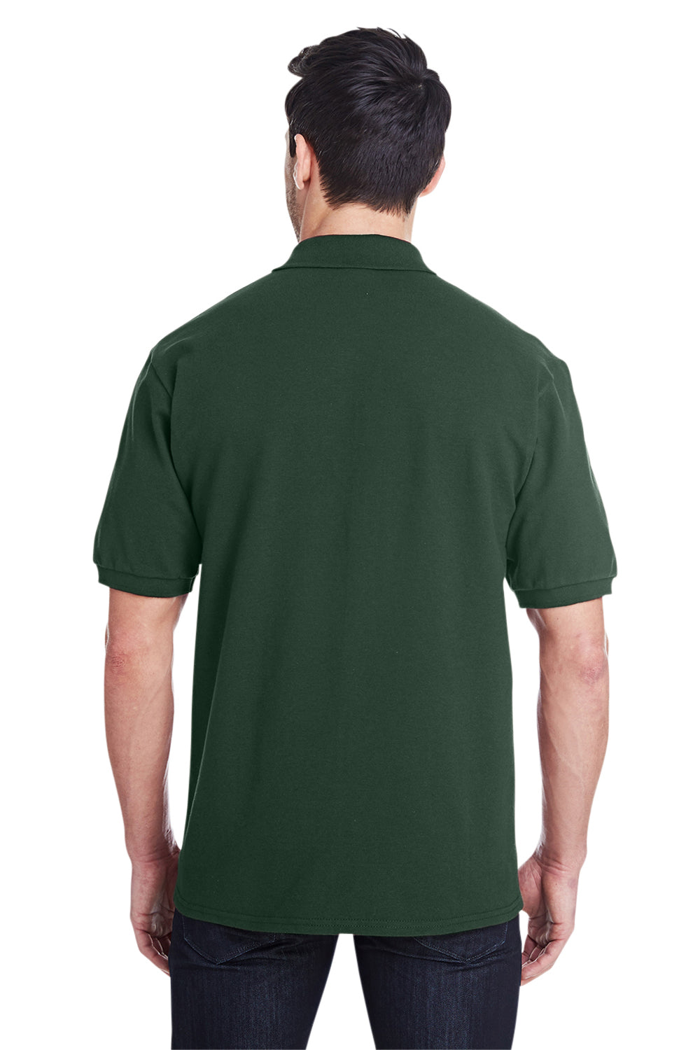 Jerzees 443MR Mens Short Sleeve Polo Shirt Forest Green Back