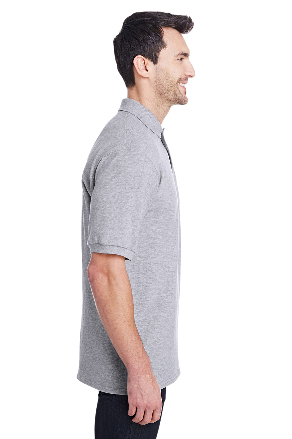 Jerzees 443MR Mens Short Sleeve Polo Shirt Heather Grey Side
