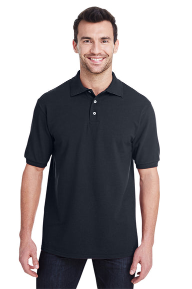 Jerzees 443MR Mens Short Sleeve Polo Shirt Black Front