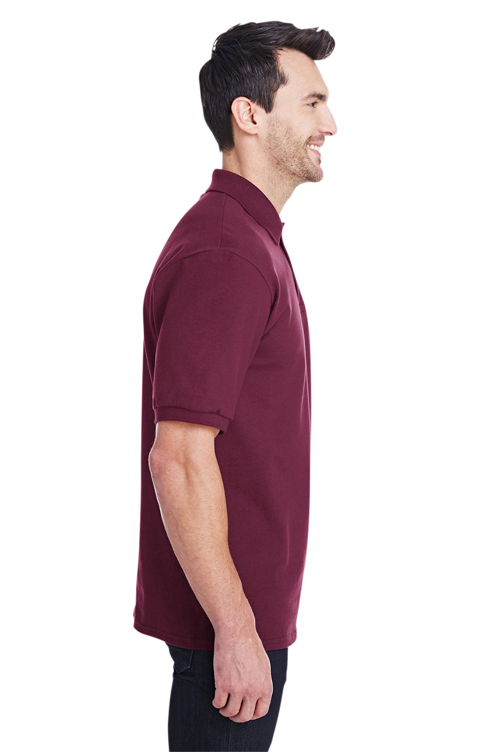 Jerzees 443MR Mens Short Sleeve Polo Shirt Maroon Side