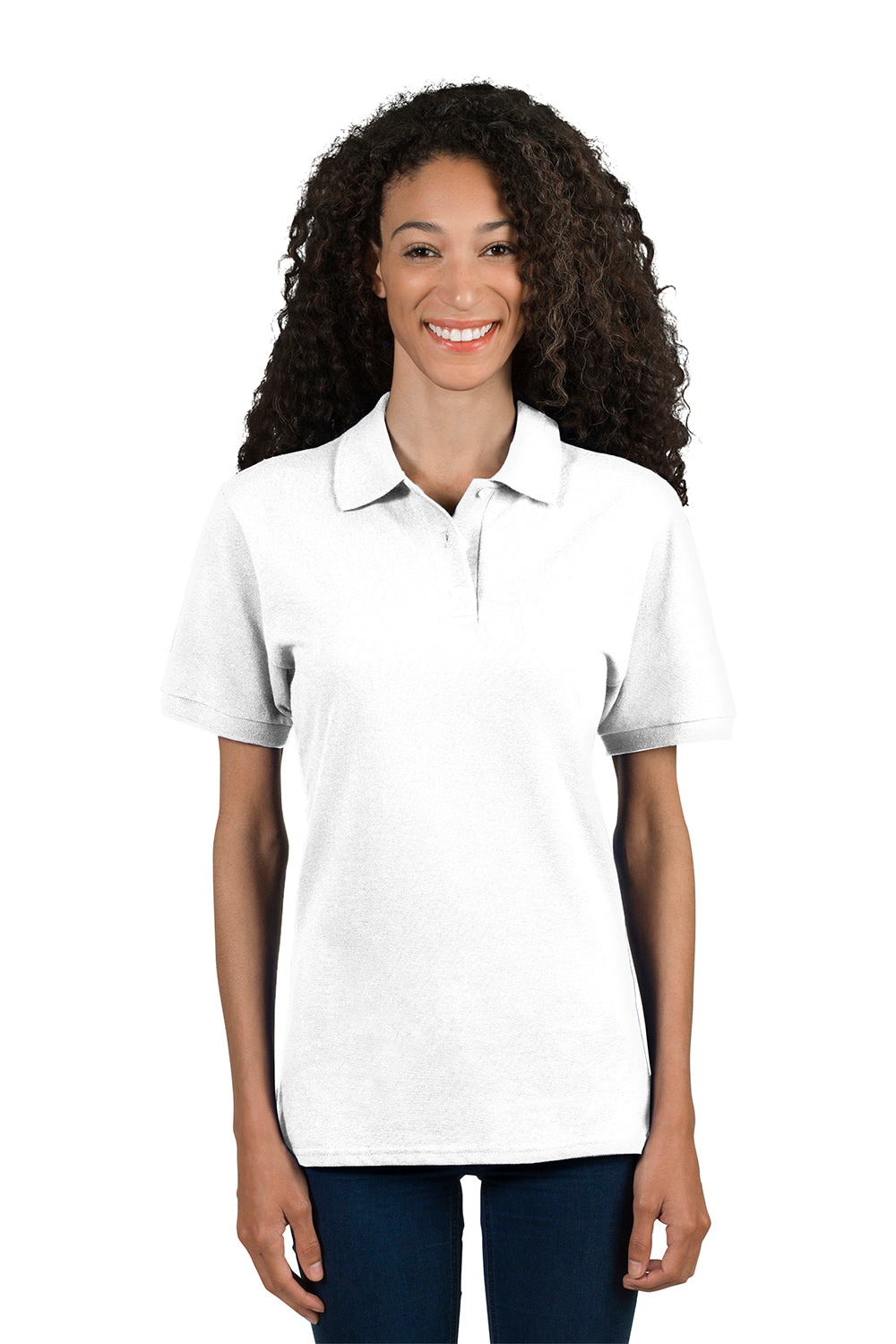Jerzees 443WR Womens Short Sleeve Polo Shirt White Front