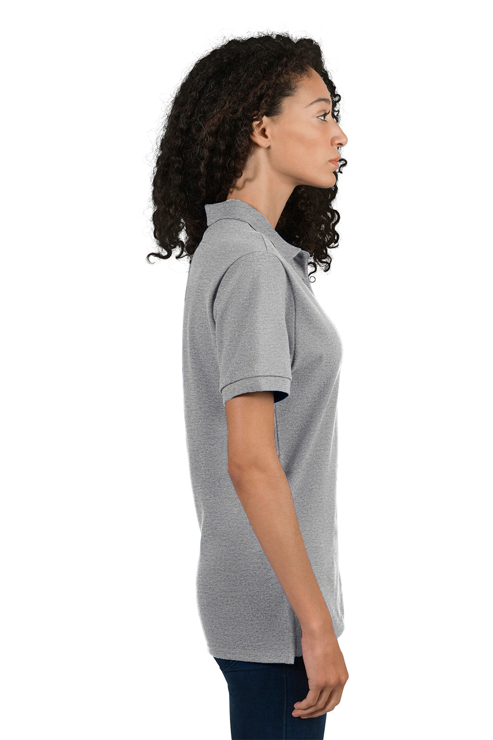 Jerzees 443WR Womens Short Sleeve Polo Shirt Heather Grey Side