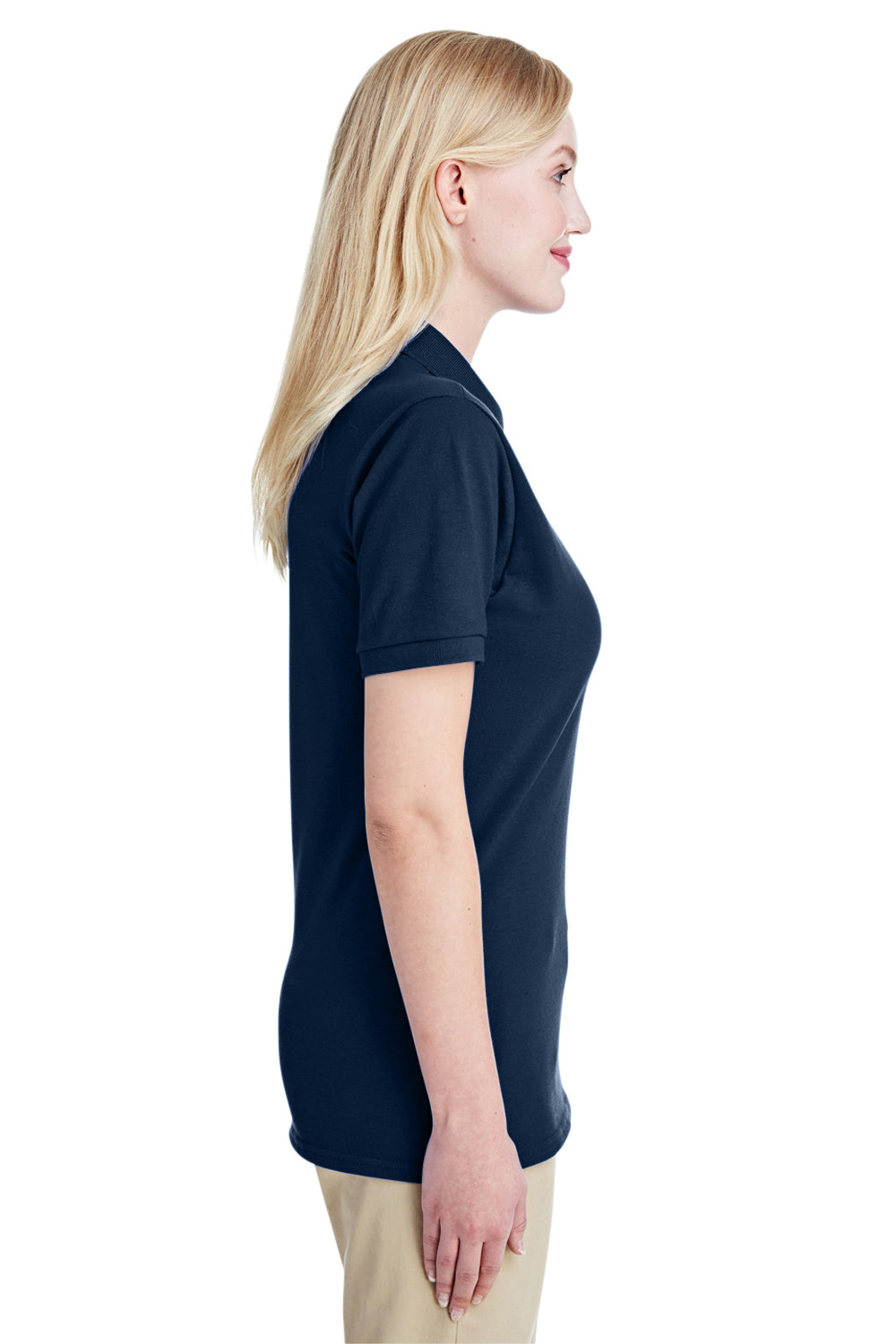 Jerzees 443WR Womens Short Sleeve Polo Shirt Navy Blue Side