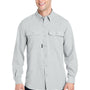 Dri Duck Mens Crossroad UV Protection Long Sleeve Button Down Shirt w/ Double Pockets - Grey