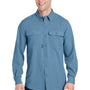 Dri Duck Mens Crossroad UV Protection Long Sleeve Button Down Shirt w/ Double Pockets - Slate Blue