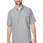 Dri Duck Mens Crossroad UV Protection Short Sleeve Button Down Shirt w/ Double Pockets - Grey