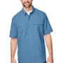 Dri Duck Mens Crossroad UV Protection Short Sleeve Button Down Shirt w/ Double Pockets - Slate Blue