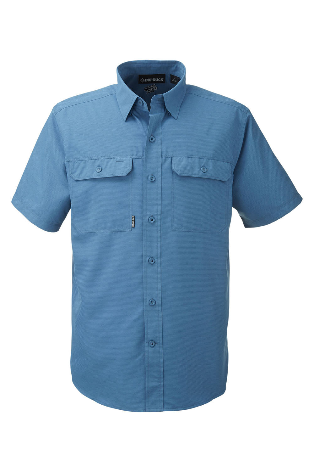 Dri Duck 4445DD Mens Crossroad Short Sleeve Button Down Shirt w/ Double Pockets Slate Blue Flat Front