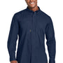 Dri Duck Mens Craftsman Long Sleeve Button Down Shirt w/ Double Pockets - Deep Blue - NEW