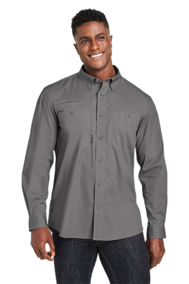 Dri Duck 4450DD Mens Craftsman Long Sleeve Button Down Shirt w/ Double Pockets Gunmetal Grey Front