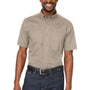 Dri Duck Mens Craftsman Ripstop Short Sleeve Button Down Shirt w/ Double Pockets - Rope Brown