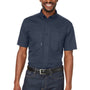 Dri Duck Mens Craftsman Ripstop Short Sleeve Button Down Shirt w/ Double Pockets - Deep Blue