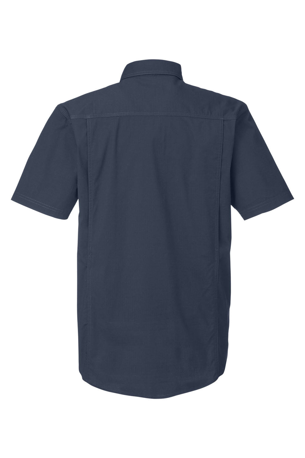Dri Duck 4451DD Mens Craftsman Ripstop Short Sleeve Button Down Shirt w/ Double Pockets Deep Blue Flat Back