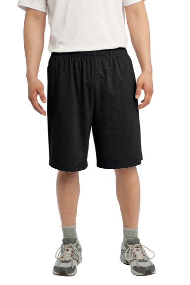 Sport-Tek ST310 Jersey Knit Shorts w/ Pockets Black Front