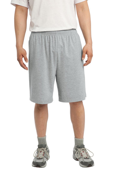 Sport-Tek ST310 Jersey Knit Shorts w/ Pockets Heather Grey Front